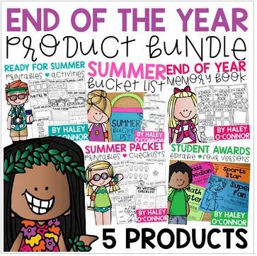 TPT products for end of the school year activities