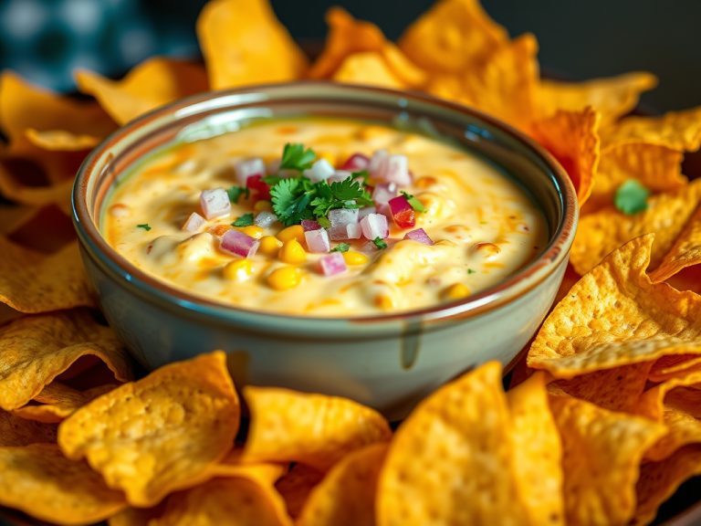 Crowd Favorite Roasted Corn Queso Dip